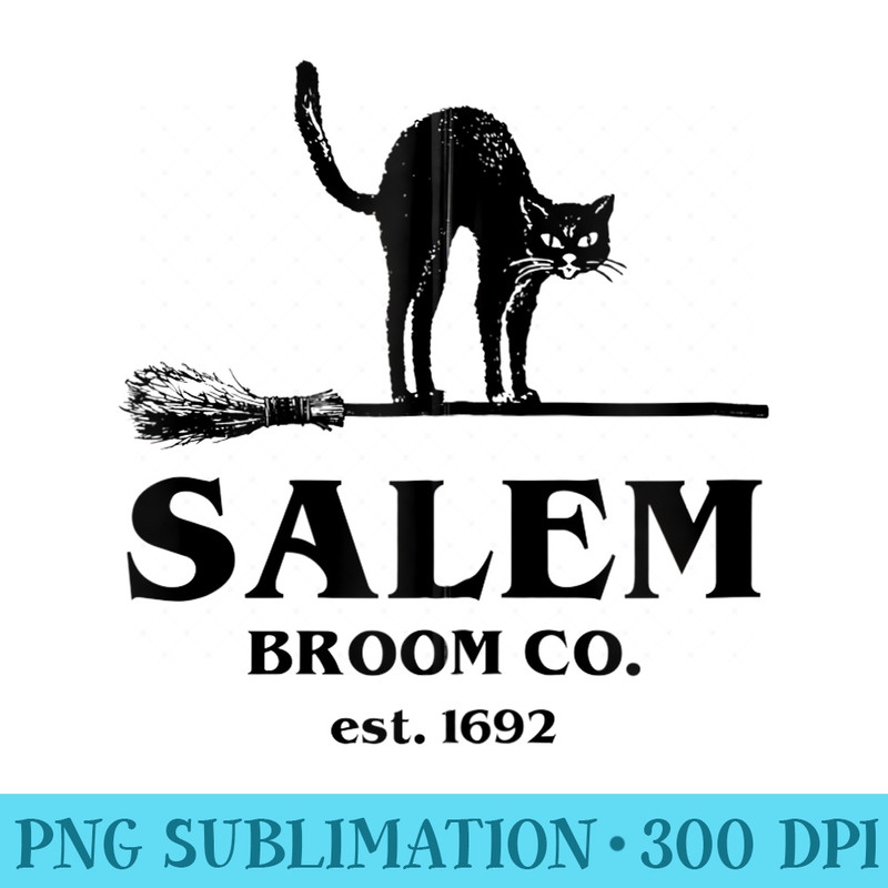 Salem Broom Co Company Halloween Black Cat Witch and Broom Zip Hoodie - PNG Art Files - Eco Friendly And Sustainable Digital Products
