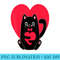 Black Cat Heart Valentines Day Cute Kitten Kitty Love VDay - Digital PNG Artwork - Bold & Eye-catching