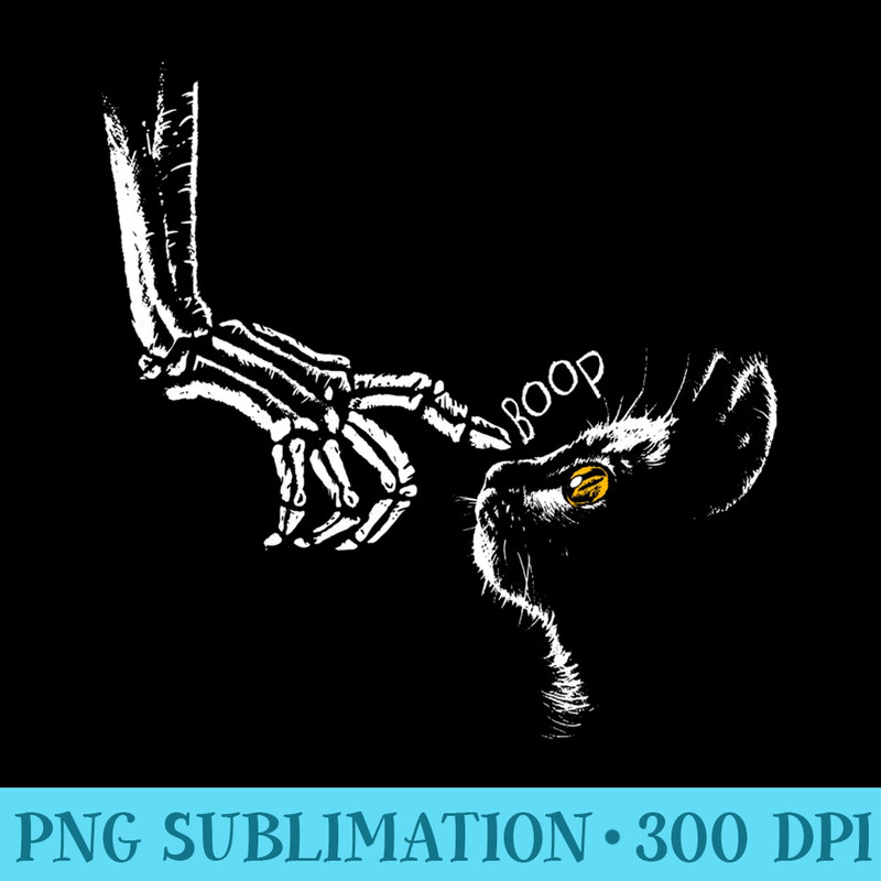 Halloween Cute Skeleton Hand Black Cat Boop Nose Cat Lover - PNG Art Files - Trendsetting And Modern Collections