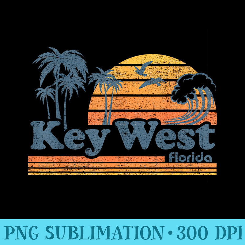 Key West Florida Beach Vintage Spring Break Vacation Retro - High Quality PNG files - Lifetime Access To Purchased Files