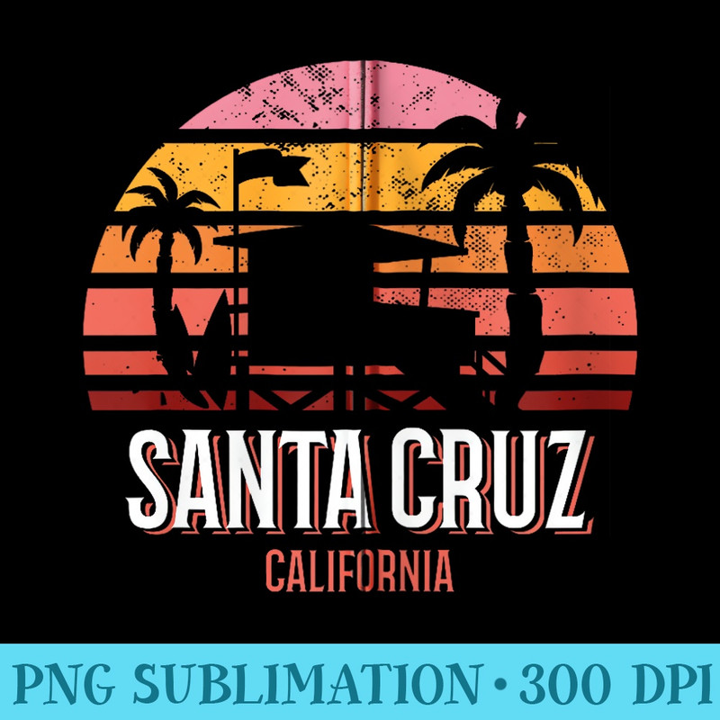 Santa Cruz California Summer Sun Palms Beach Zip Hoodie - Sublimation PNG Designs - Perfect for Sublimation Art