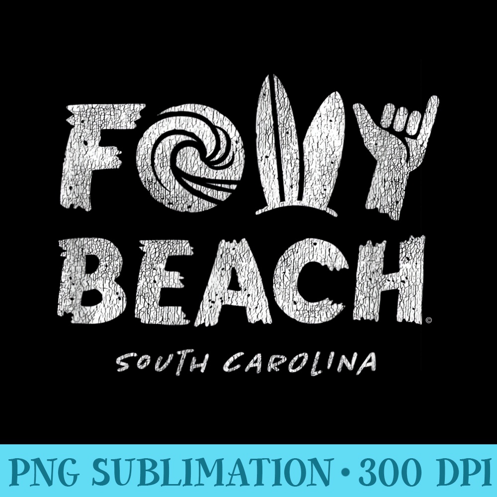 Vintage Folly Beach - Ready To Print PNG Designs - Bold & Eye-catching