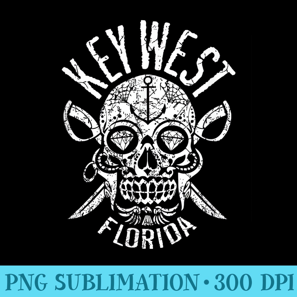 Key West Florida Halloween Sugar Skull Day of the Dead - PNG Download - Perfect for Sublimation Art