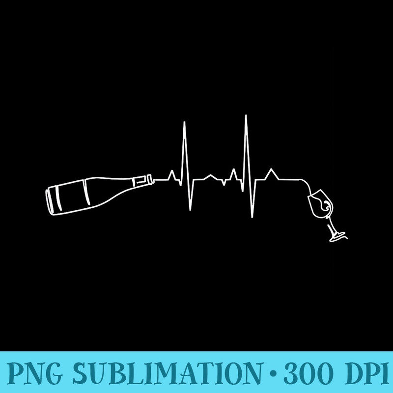 Wine Lover Heartbeat Artwork Wine Glass Wine Tasting - PNG Download Design - Enhance Your Apparel with Stunning Detail