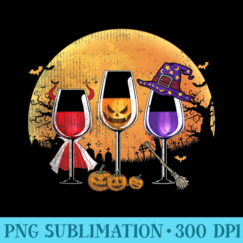 Three wine glasses Halloween Pumpkin Halloween gifts - PNG Download Icon - Spice Up Your Sublimation Projects
