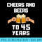 Beer Drinker Bday 45th Birthday Cheers and Beers to 45 Years - PNG Clipart Download - Perfect for Sublimation Art
