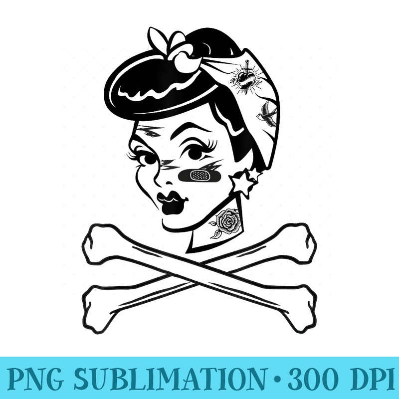 Pinup Crossbones Derby Girl Flat Track Roller Derby - Transparent Shirt Design - Capture Imagination with Every Detail