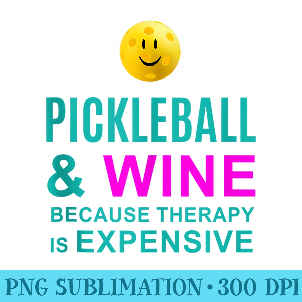 Pickleball and Wine Because Therapy Is Expensive - PNG design assets - Create with Confidence