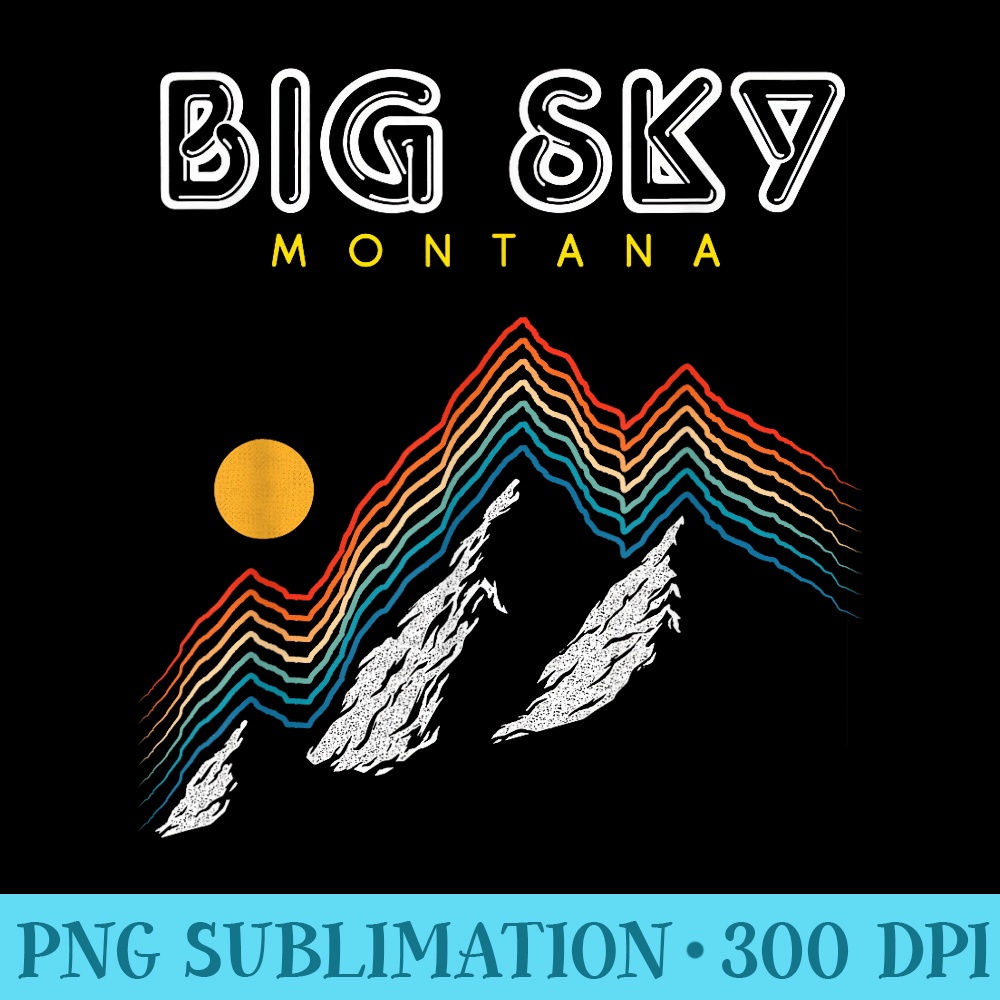Big Sky Montana USA Ski Resort 1980s Retro Collection - PNG Download Gallery - Perfect for Sublimation Art