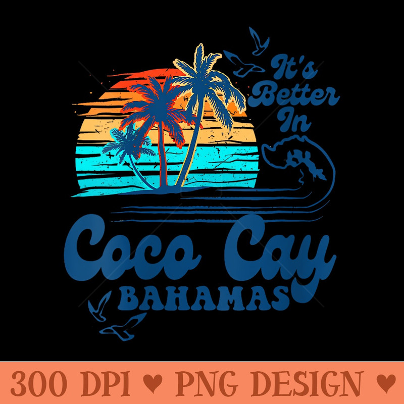 s Coco Cay Bahamas Beach Summer Vacation Vintage 80s 70s - PNG Clipart - Spice Up Your Sublimation Projects