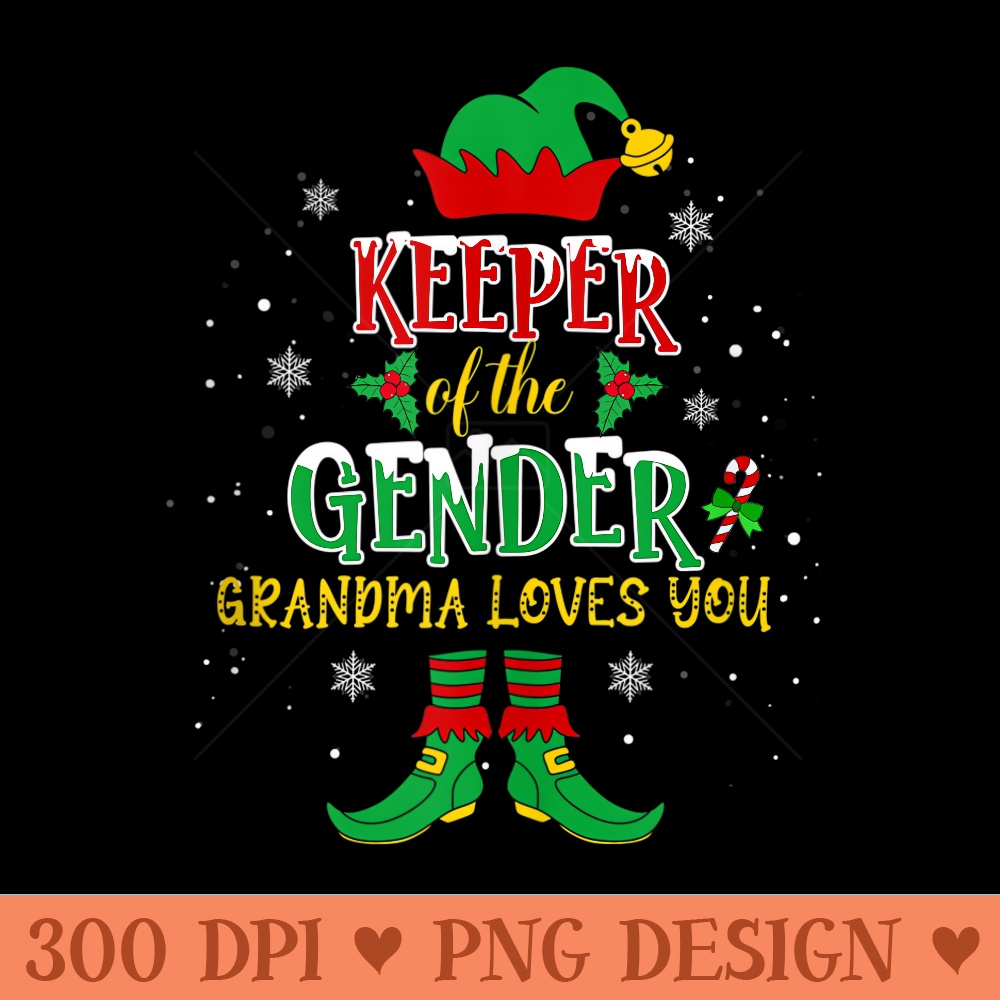 Elf Christmas Pajamas Keeper Of The Gender Grandma - High Quality PNG download - Easy To Print And User Friendly Designs
