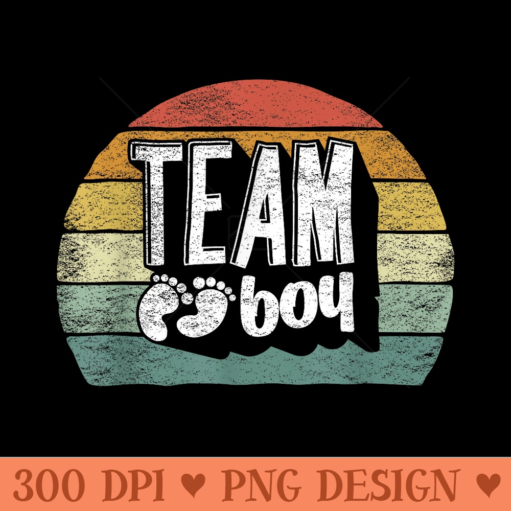 Retro Team Gender Reveal Baby Shower Funny Vintage - Unique Sublimation PNG Download - Eco Friendly And Sustainable