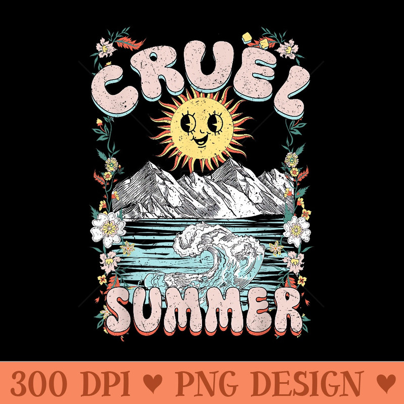 Cruel Vibes Summer, Vintage Sunshine Ocean Wave, Beach Lover - Transparent PNG Clipart - Perfect for Sublimation Mastery
