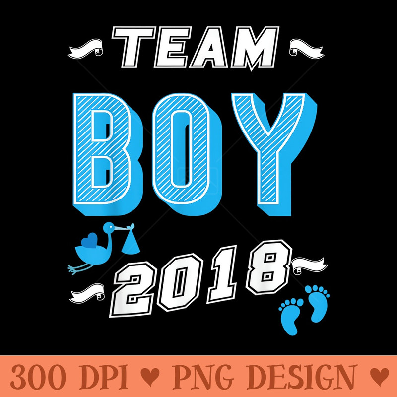 Team 2018 Baby Shower Gender Reveal Party Cute Blue - PNG Download - Create with Confidence