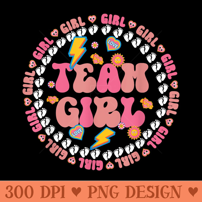 Team Girl Gender Reveal Groovy Gender Reveal Matching Family - High Quality PNG Clipart - Create with Confidence