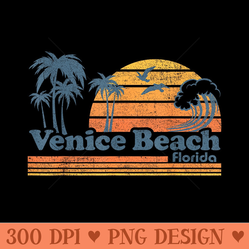 Venice Beach Florida Vintage Spring Break Vacation Retro - Vector PNG download - Easy To Print And User Friendly Designs