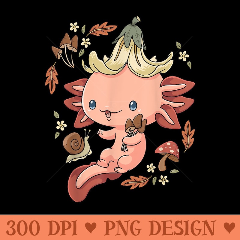 Cottagecore Axolotl Aestethic Mushrooms Cute Goblincore - Mug Sublimation PNG - Easy To Print And User Friendly Designs