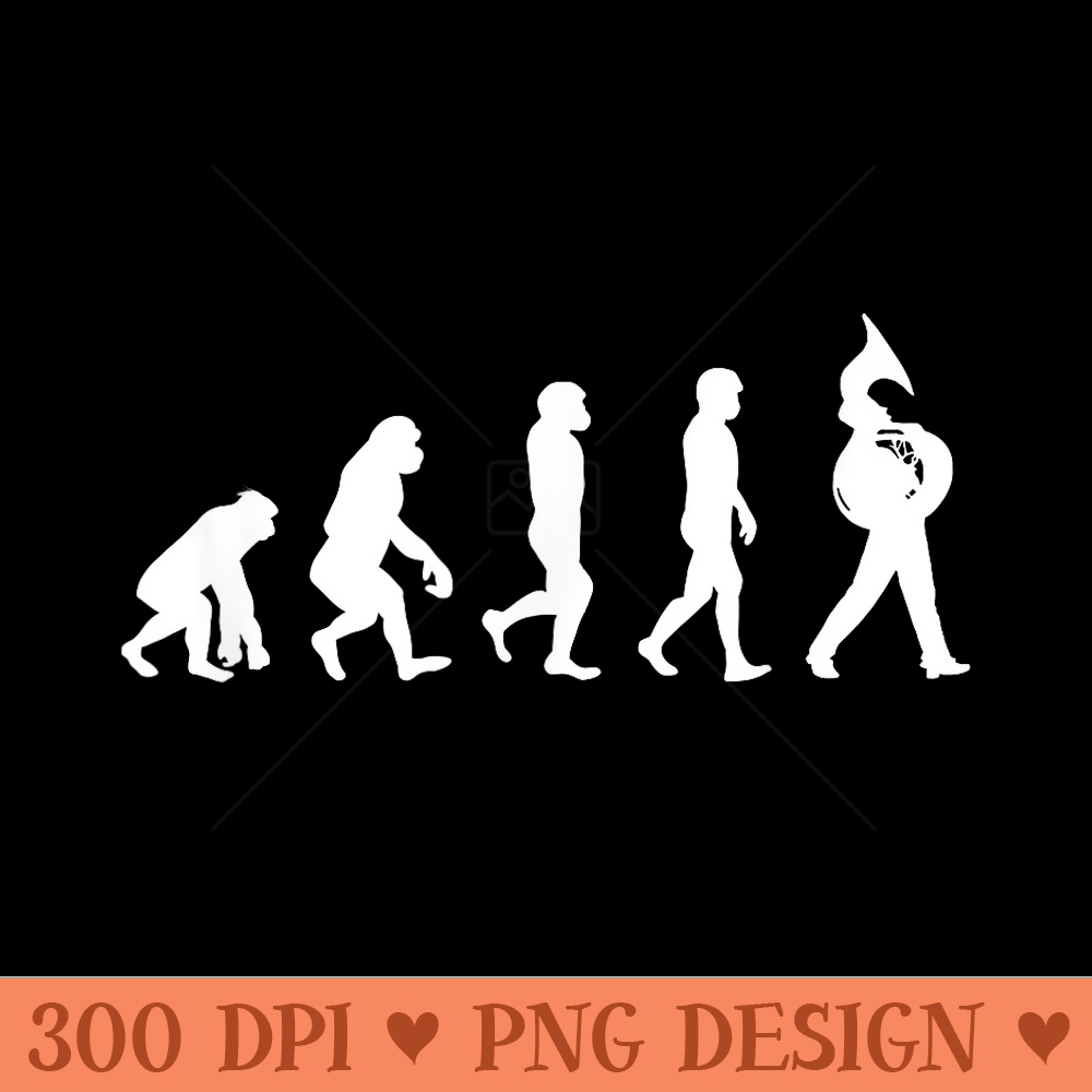 Tuba Player Evolution Marching Band Funny Section - Vector PNG Clipart - Transform Your Sublimation Creations