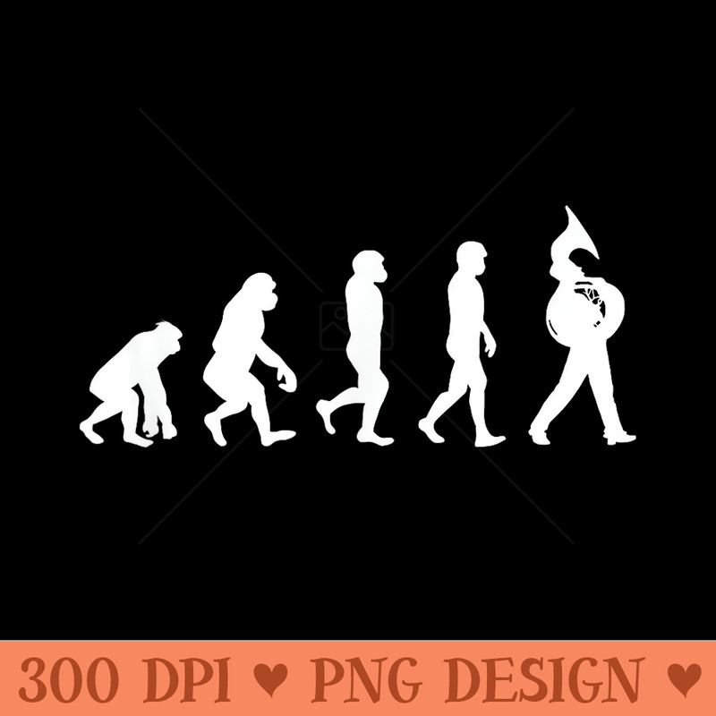 Tuba Player Evolution Marching Band Funny Section - Vector PNG Clipart - Transform Your Sublimation Creations