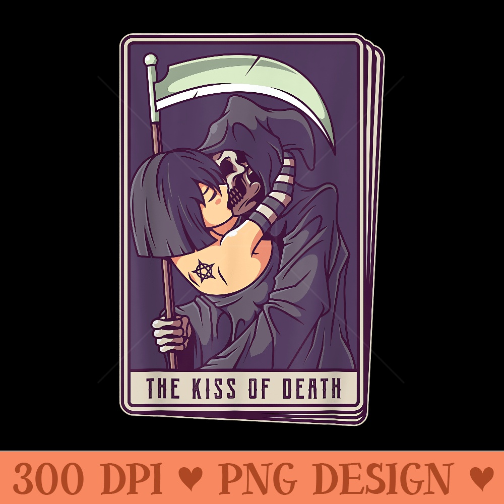 Blackcraft Vintage Death the Grim Reaper Kiss Tarot Card - Design PNG template - Quick And Seamless Download Process
