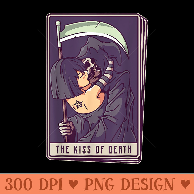 Blackcraft Vintage Death the Grim Reaper Kiss Tarot Card - Design PNG template - Quick And Seamless Download Process