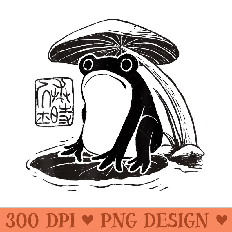 Grumpy Japanese Frog Cute Cottagecore Frog Goblincore Toad - High Quality PNG files - Transform Your Sublimation Creations