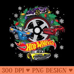 hot wheels christmas wreath with lights and cars - png download