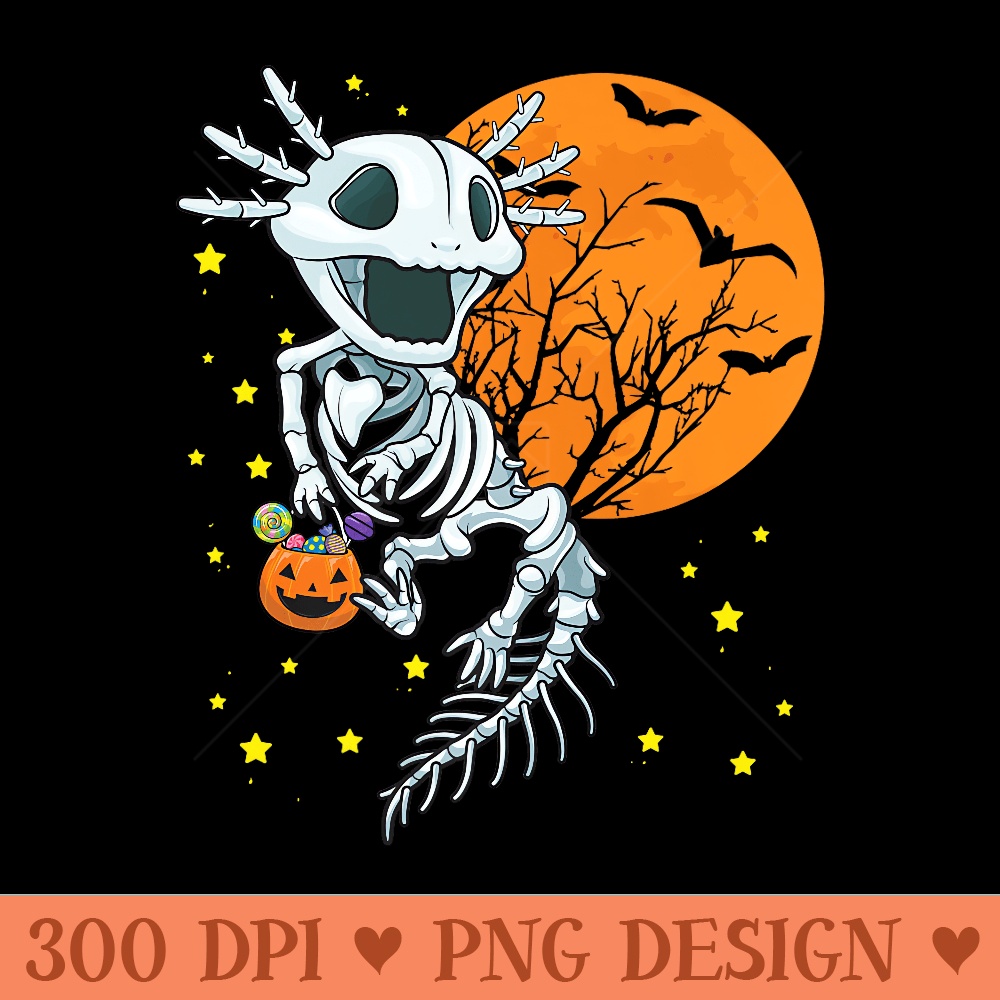 Axolotl Axolotl Halloween Skeleton Pumpkin Premium - Clipart PNG - Revolutionize Your Designs