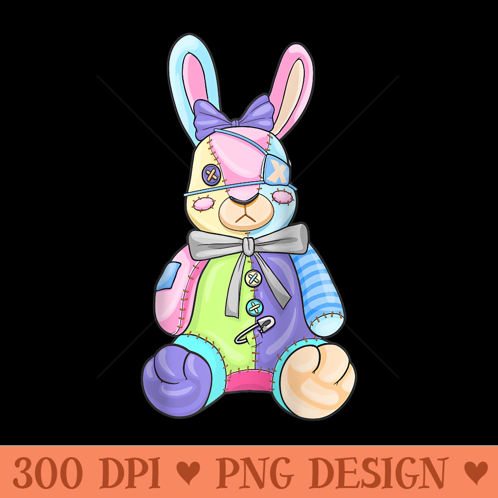 Pastel Goth Teddy Rabbit Bunny Japanese Anime Kawaii Menhera Raglan Baseball - PNG Art Files - Enhance Your Apparel