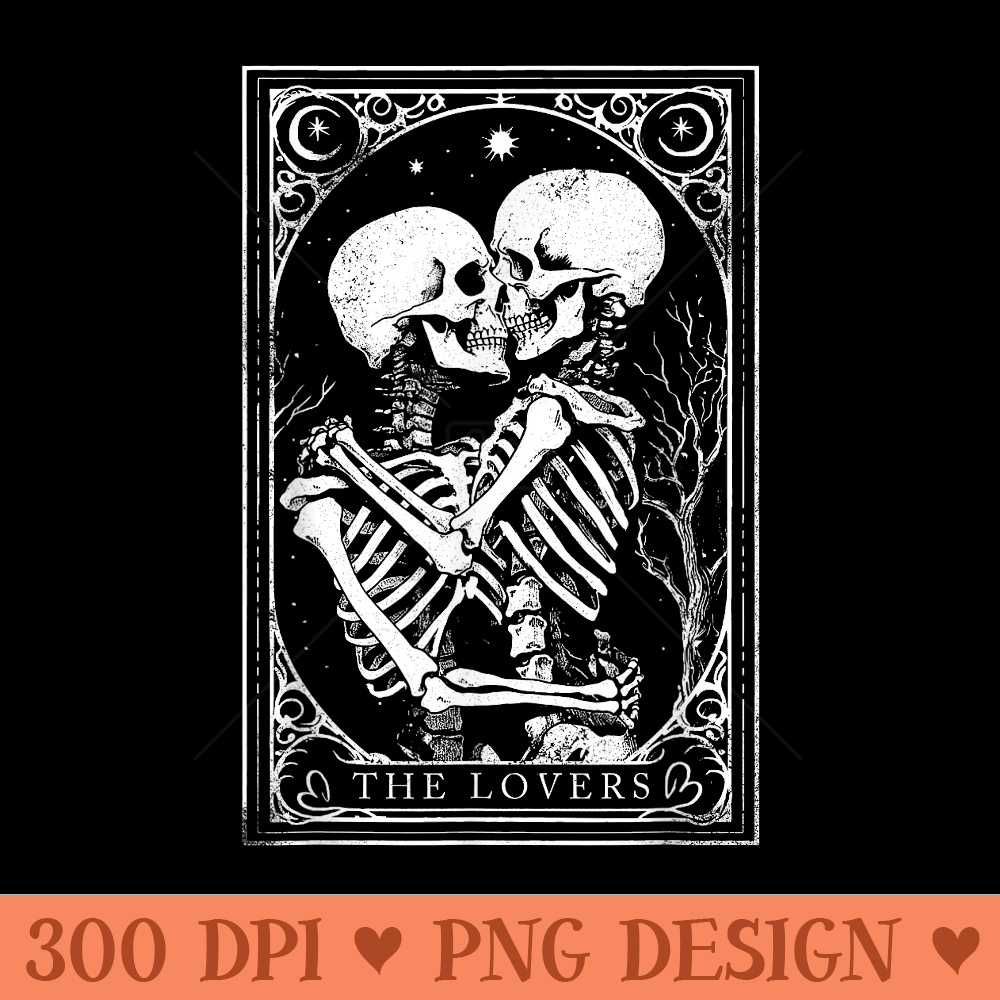 Tarot Card The Lovers Goth Skeleton Halloween Occult - High Resolution PNG download - Perfect for Sublimation Mastery