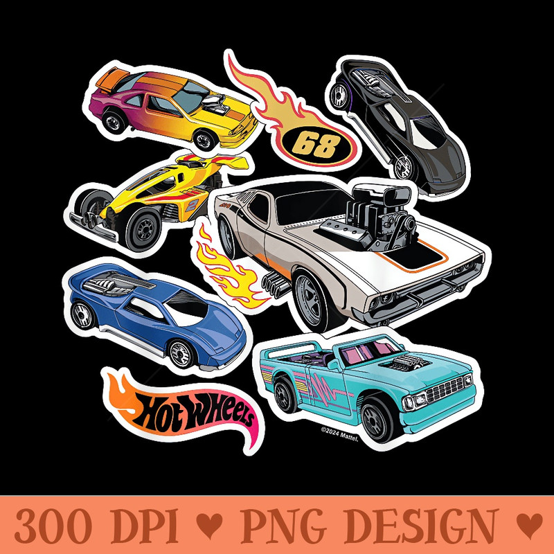 Hot Wheels Car Sticker Collage With Logo - Sublimation PNG Designs - Perfect for Sublimation Mastery
