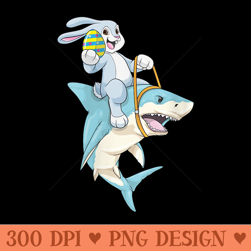 s Easter Bunny Riding Shark Easter Rabbit Egg Hunt Girls - Vector PNG Clipart - Instant Access To Downloadable Files