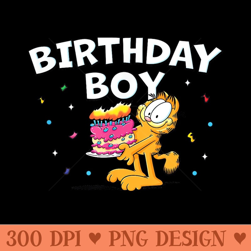 Garfield Birthday Cake Confetti Celebration Logo - PNG Download - Transform Your Sublimation Creations