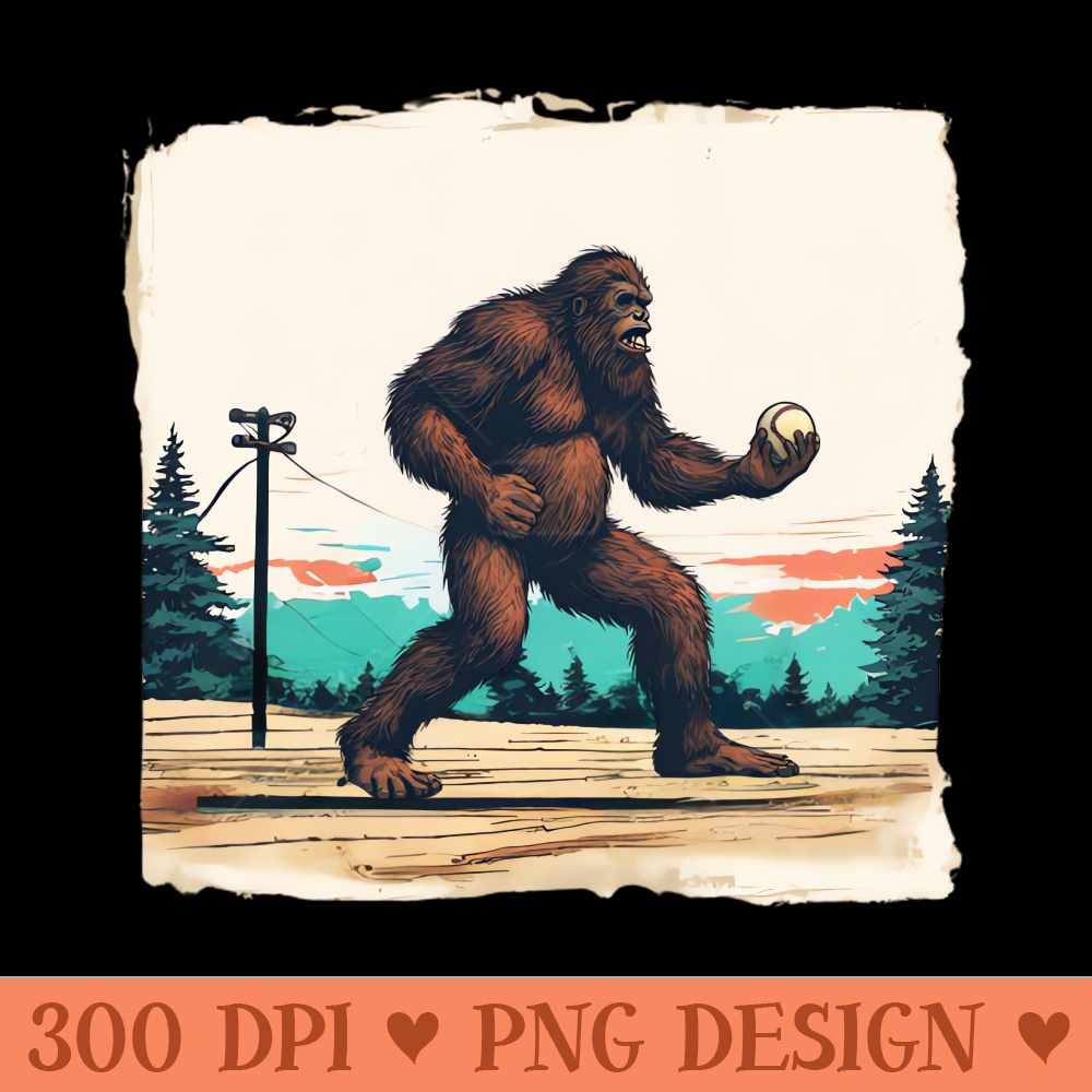 Funny Bigfoot Holding a Baseball American Baseball Player Brother - Digital PNG Downloads - Quick And Seamless Download Process