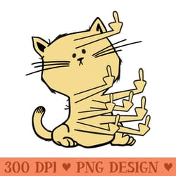 middle finger cat maniac - printable png graphics