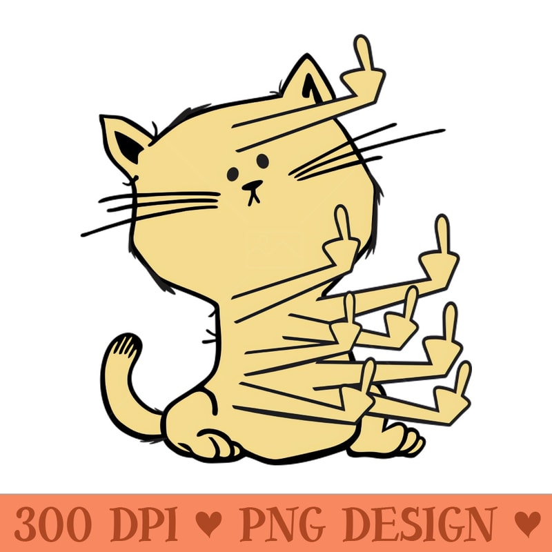 Middle Finger Cat Maniac - Printable PNG Graphics - Perfect for Sublimation Art