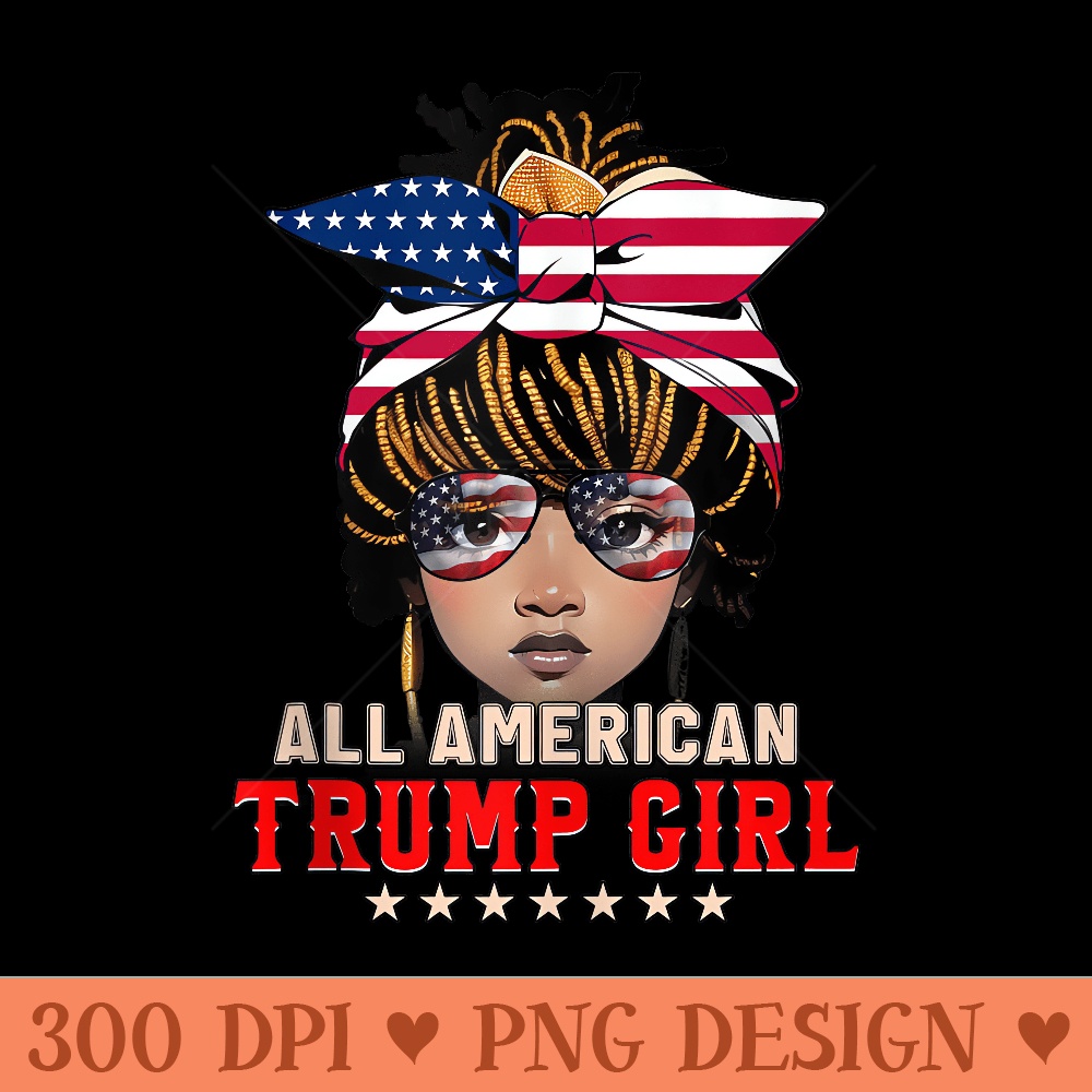 4th Of July All American Afro Trump Girl - PNG design assets - Versatile And Customizable Designs