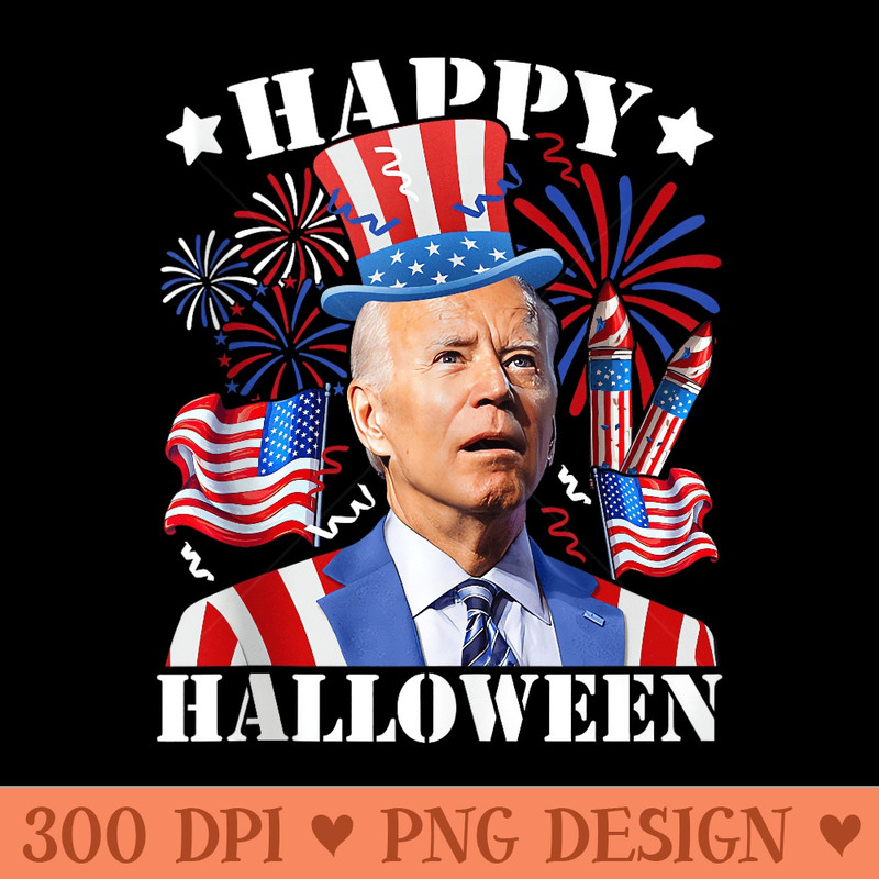 Funny Joe Biden 4th Of July Happy Halloween American US Flag - PNG Clipart for Graphic Design - Quick And Seamless Download Process