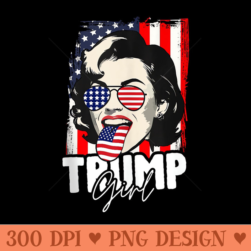 Trump Girl USA American Flag Election 2024 Cool - Ready To Print PNG Designs - Versatile And Customizable Designs