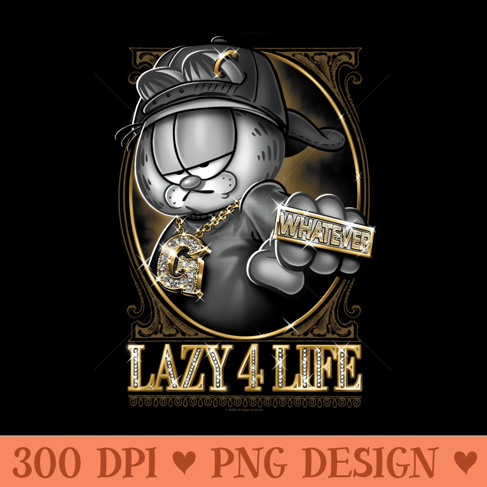 Garfield Lazy 4 Life - PNG Clipart - Instant Access To Downloadable Files