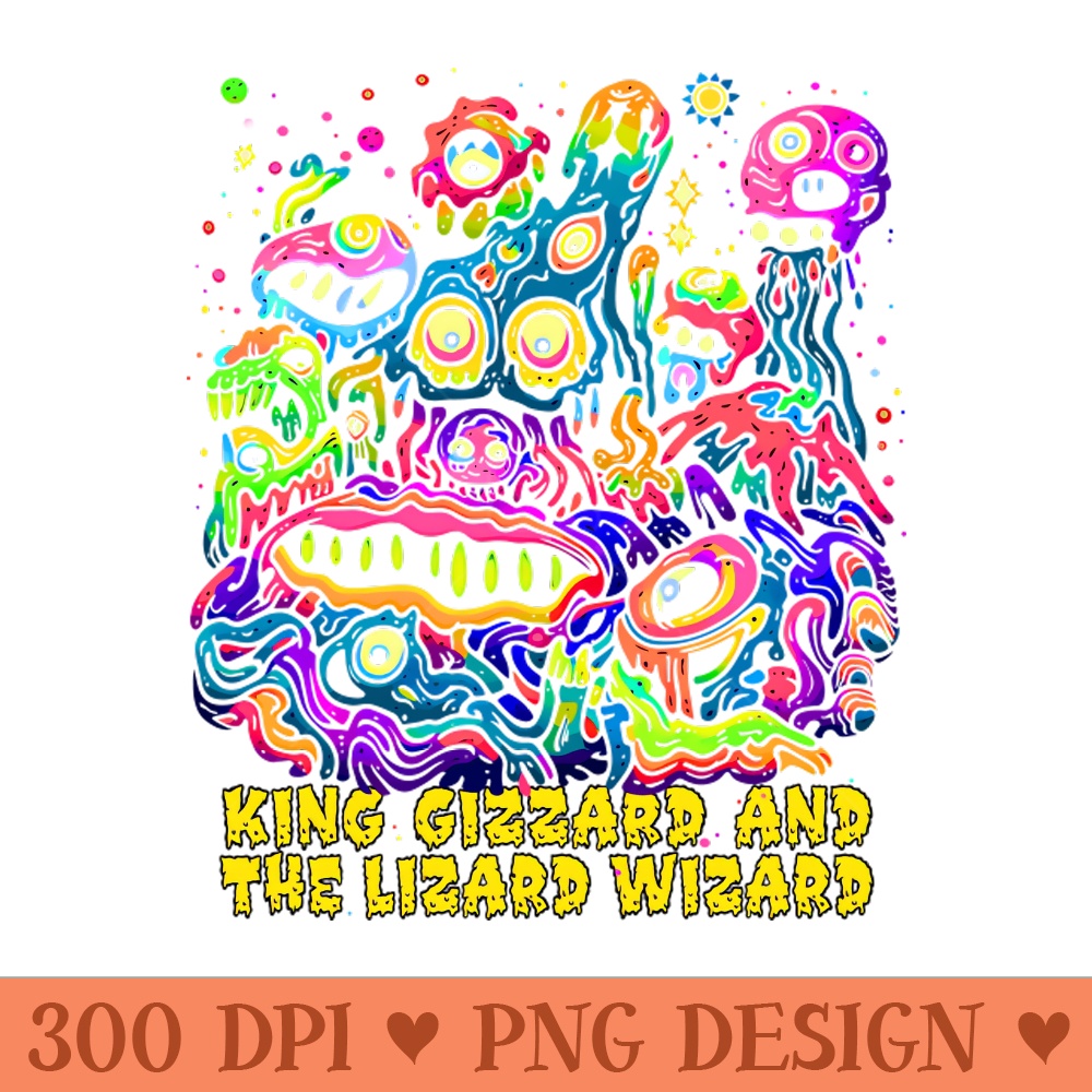King Gizzard u0026 The Lizard Wizard Original Fan Art - Unique PNG Artwork - Perfect for Sublimation Art