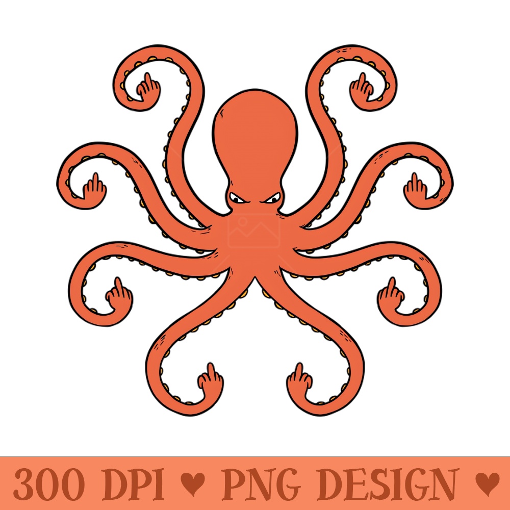 Octopus Middle Fingers - Transparent PNG Clipart - Premium Quality PNG Artwork