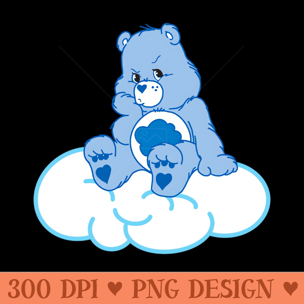 Grumpy Bear pouting on cloud - Free PNG download - Instant Access To Downloadable Files