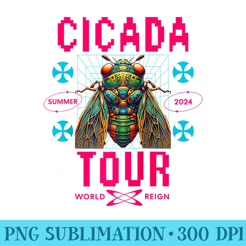 Cicada Tour 2024 Funny Insect Concert Fan Raglan Baseball - High Resolution PNG Designs - Unleash Your Creativity