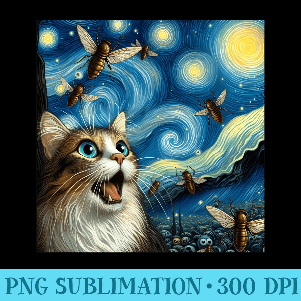 Funny Cat With Cicadas Invasion 2024 for man women kids - High Quality PNG files - Limited Edition And Exclusive Designs