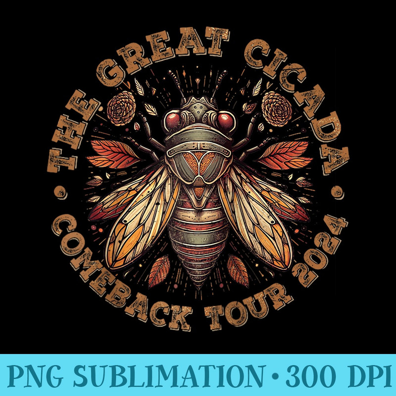 Cicada Tour 2024 Raglan Baseball - PNG design downloads - Perfect for Personalization