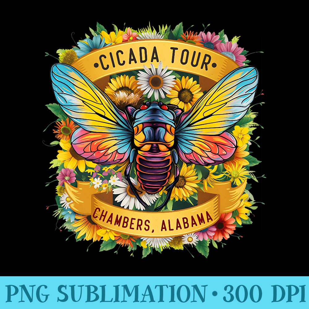 Cicada Tour 2024 Chambers Alabama Floral Premium - Sublimation PNG Designs - Perfect for Sublimation Art