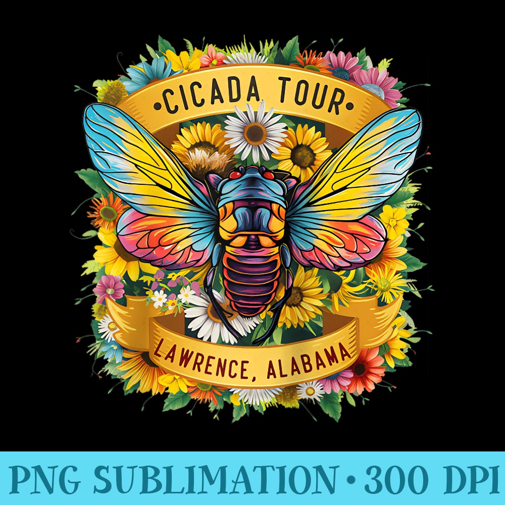 Cicada Tour 2024 Lawrence Alabama Floral Raglan Baseball - High Quality PNG files - Stunning Sublimation Graphics