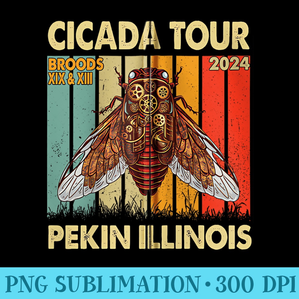 Cicada Invasion Pekin Illinois Cicada Tour 2024 Zip Hoodie - Mug Sublimation PNG - Add a Festive Touch to Every Day