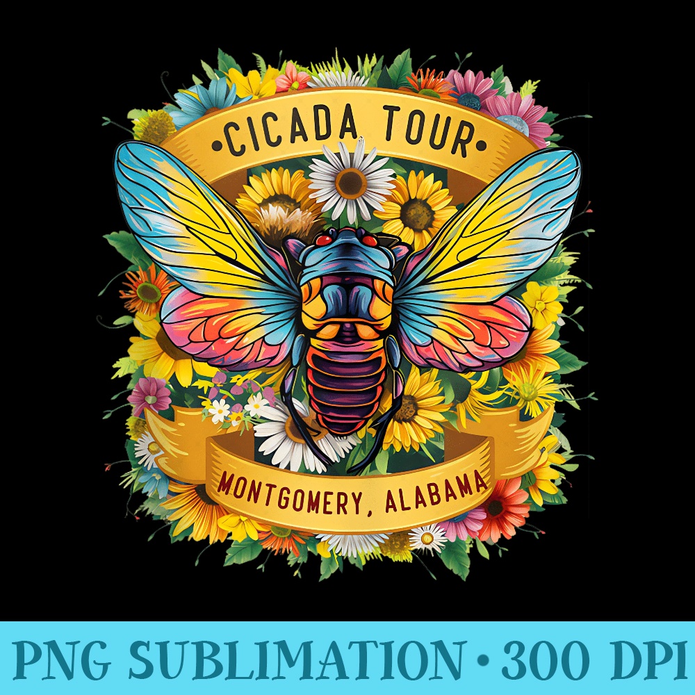 Cicada Tour 2024 Montgomery Alabama Floral - Unique PNG Artwork - Perfect for Sublimation Art